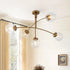 Mid-Century 5-Light Glass Globe Chandelier Funky Seesaw Arched Arm