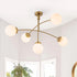 Modern 5-Light Glass Globe Chandelier Funky Seesaw Arched Arm Semi Flush Mount Bubble Ceiling Light Fixture