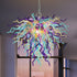 Chihuly Style Blown Glass Chandelier Invert Cone Amber Purple Aqua