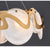 Modern Chandelier Matte Gold Frame Round Glass Plate Suspension Lighting For Dining Room