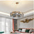 Modern Chandelier Matte Gold Frame Round Glass Plate Suspension Lighting For Lounge