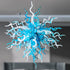 Glacial Azure Artisan Blown Glass Chandelier - Modern Cyan and Frosty White