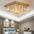 Modern Chandelier Square Steel Base Crystal Pendants Ceiling Decoration