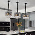 Modern Chandelier Round Black Metal Frame Crystal Pendants