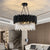Modern Chandelier Black Metal Paint Crystal Pendants Home Decor