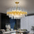 Modern Chandelier Semi-Flushed Crystal Pendants Straight Tube Lighting Furniture