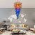 Chihuly Style Blown Glass Chandelier Multi Colors Inverted Cone Shape