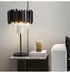 Modern Table Lamp Black Matte Steel Crystal Pendants Marble Base