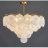Modern Chandelier Iron Frame Glass Medallions Pendants LED Bulbs