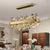 Modern Chandelier Crystal Diamond Glass With Golden Metal LED Lights For Bedroom