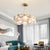 Modern Chandelier Matte Gold Frame Round Glass Plate Suspension Lighting