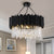 Modern Chandelier Black Metal Paint Crystal Pendants Decoration