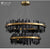 Modern Matte Black Ring Lampshade LED Strip Tiered Chandlier