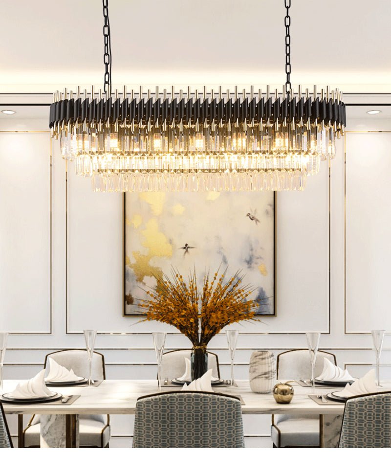 Luxury Modern Oval Crystal Chandelier | Black & Crystal – Longree