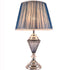 Table Lamp Polished Nickel & Purple Crystal Base Pleated Silk Shade