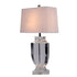 Modern Table Lamp Clear Crystal Base Linen Shade