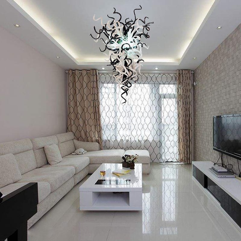 Black & White Monochrome Artisan Glass Chandelier | Modern Art Light ...
