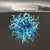Blown Glass Chandelier Blue Chihuly Style Art Deco