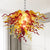 Sun Flare Blown Glass Chandelier Chihuly Style Amber With Red