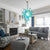 Blown Glass Chandelier Light Blue Chihuly Style Art Decor