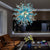 Chihuly Style Blown Glass Chandeliers Navy Blue Sputnik Shape 