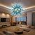 Chihuly Style Blown Glass Chandeliers Navy Blue Sputnik Shape 