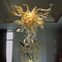 Blown Glass Chandelier Golden Horns Leaf And Curly Murano Glass