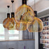 Modern Pendant Light Wooden Arch Slats Art Decor