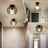 Retro Ceiling Light Black Iron Cage LED Decor