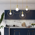 Personality Pendant Lamp Gold Ring Frame Opal Frosted Glass Lampshade