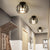 Retro Ceiling Light Black Iron Cage LED Decor