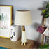 Modern Table Lamp White Dolomite Golen Metal Fabric Shade