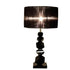 Modern Table Lamp Black Crystal Pleated Silk Shade