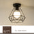 Retro Ceiling Light Black Iron Caged LED Decor
