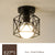 Retro Ceiling Light Black Iron Caged LED Decor