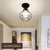 Retro Ceiling Light Black Iron Caged LED Decor