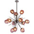 Modern Chandelier Sputnik Grey Iron Frame Clear Purple Glass